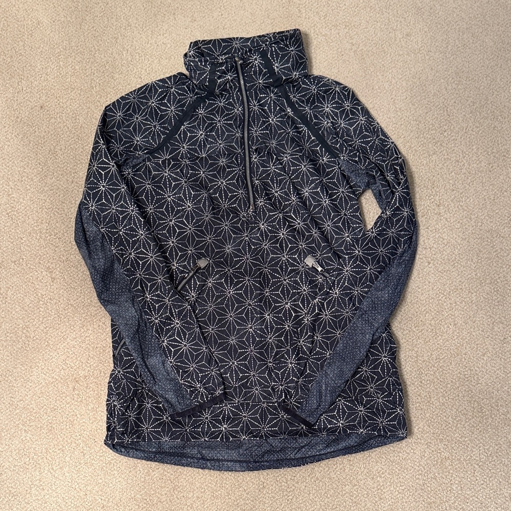 Navy Geometric Pattern Pullover Windbreaker - image 1